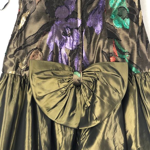 VINTAGE Nadine ‘80’s Party Dress Shiny Green Women’s SZ 4? EUC - Picture 4 of 14
